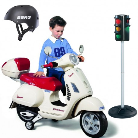 PEG PEREGO Motor VESPA 12V otwierany kufer gumowe opony 	