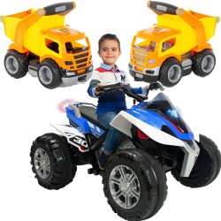 INJUSA Quad Elektryczny Rage 12V Niebieski Dla Dzieci + GripTruck Ciężar&oacute;wka Wywrotka