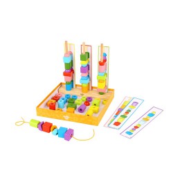 TOOKY TOY Układanka Kształty Kolory Koraliki Klocki do Nawlekania Sznurowanka Labirynt 68 el.