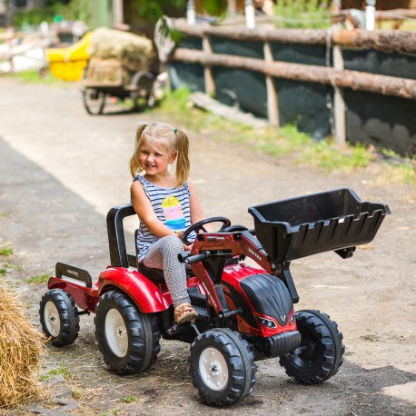 FALK Traktor Valtra Bordowy na Pedały z Przyczepką od 3 Lat