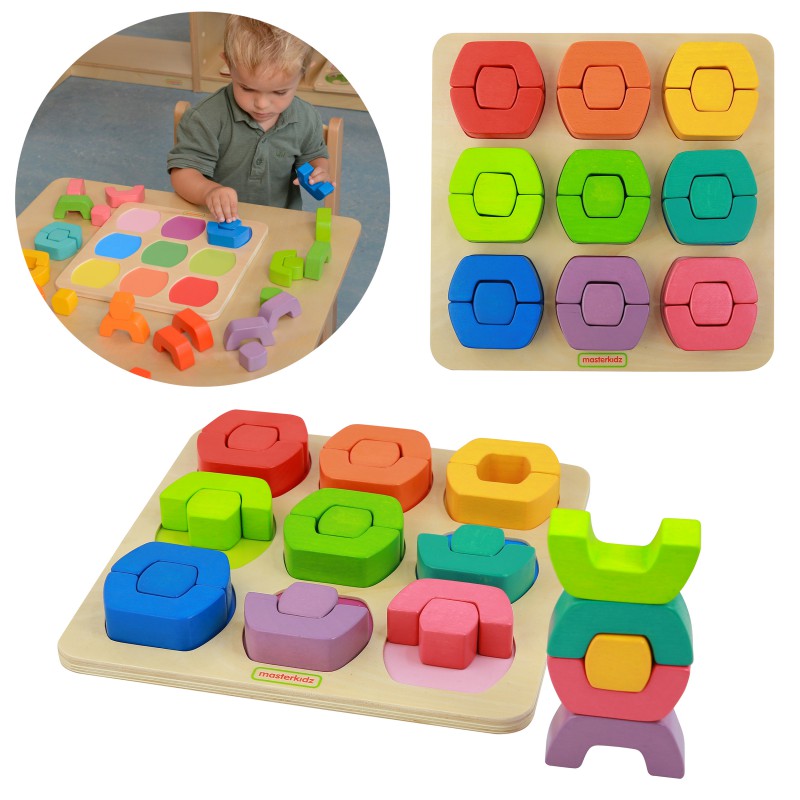 MASTERKIDZ Kolorowe Klocki Dzielone Sorter Kształt&oacute;w Kolor&oacute;w Montessori