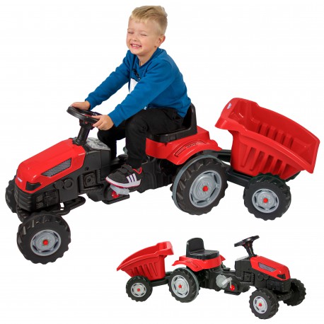 WOOPIE Traktor MAX na pedały z przyczepą czerwony