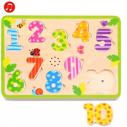 TOOKY TOY  Drewniane Puzzle Dźwiękowe Liczby Edukacyjne Do Dopasowania